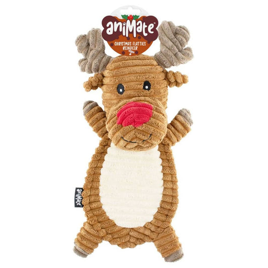 Christmas Flatties Reindeer Dog Toy